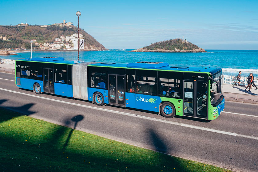 Public transport at San Sebastian La Concha promenade